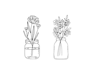 Flowers in vase / glass Bundle - SVG Download File - Plotter File - Crafts - Flowers in a vase / glass - Spring Spring Summer Summer