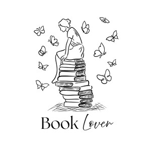 Libros para amantes de los libros con mariposas, archivo PNG SVG - Descargar archivo de trazador - Bookworm Book Love