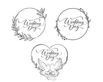 Wreath Wedding Day Bundle PNG SVG File - Download Plotter File - Love Wedding Couple Wedding Marriage Bride and Groom