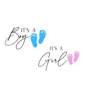 Paquete de imágenes PNG SVG de "Es una niña" y "Es un niño" - Descargar archivo de trazador - Archivo de trazador - "Es un niño, es una niña" - Baby Shower de amor familiar