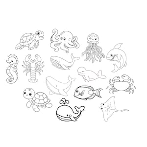海の生き物バンドル PNG SVG ファイル - プロッターファイルのダウンロード - svg png ファイル - カメ 魚 がん クレブス