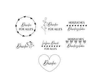 Danke Bundle PNG SVG Datei - Download Plotterdatei - Plotter File - Danke für alles - Herzliches Dankeschön - Liebe Love - Lieben Dank