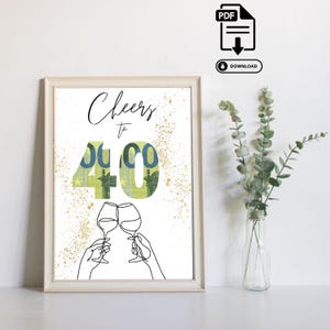 Geldgeschenk Cheers to 40 - Last Minute Geschenk Geld - PDF Download zum Ausdrucken - 40. Geburtstag Happy Birthday Anstoßen