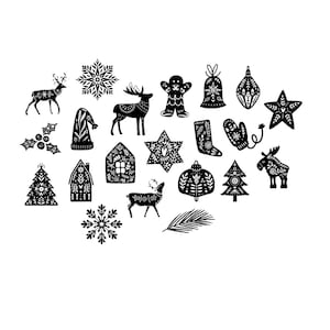 Scandinavian Christmas Bundle PNG SVG File - Download Plotter File - Plotter File - Swedish Folk Art