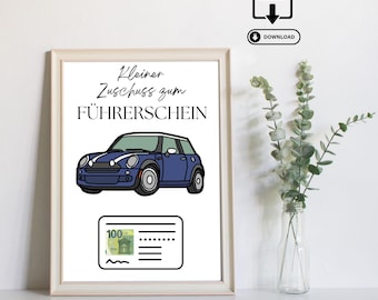 Regalo in contanti per la patente di guida - Fai da te moderno - Regalo dell'ultimo minuto - Fatto a mano - Regalo in contanti stampabile - Download PDF immediato - Auto