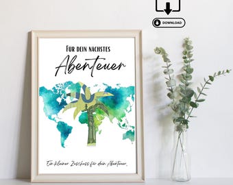 Cash gift for travel - Last minute gift of money - Printable PDF download - Travel fund, vacation money, travel adventure, travel voucher