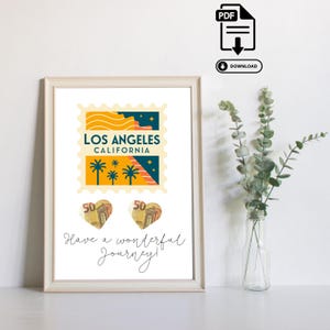 Regalo en efectivo para viajes - Regalo en efectivo de última hora - Descarga PDF imprimible - Fondo de viaje, dinero para vacaciones, cupón para viajes de aventura en Los Ángeles