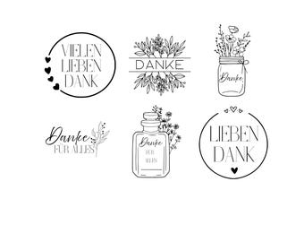 Danke Bundle PNG SVG Datei - Download Plotterdatei - Plotter File - Danke für alles - Herzliches Dankeschön - Liebe Love - Lieben Dank