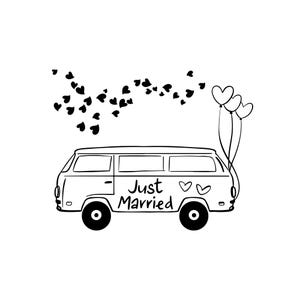Archivo PNG SVG de coche de boda - Descargar archivo de trazador - archivo SVG PNG - Amor Pareja de bodas Boda Matrimonio Novia y novio