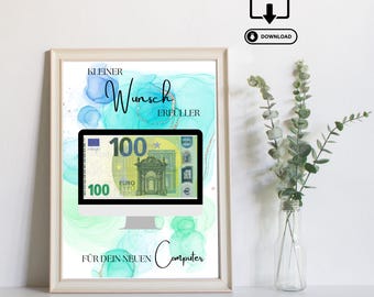Regalo de dinero para computadora - Regalo de último minuto - Hecho a mano - Descarga instantánea en PDF para imprimir Cumpleaños