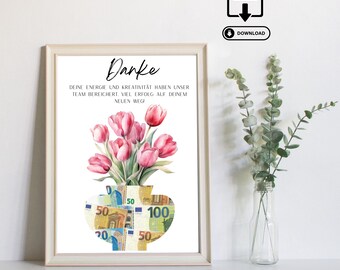 Cash gift, farewell gift for a colleague - last-minute gift - printable cash gift - instant PDF download, retirement, job change