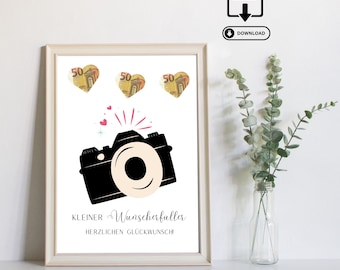 Cadeau en espèces pour un appareil photo - Cadeau de dernière minute - Téléchargement PDF imprimable - Réalisez votre rêve d'un passionné de photographie