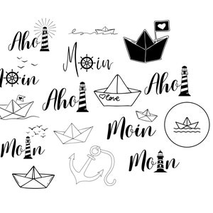 German Nautical Bundle - North Sea Baltic Sea Sea Sayings - SVG Download File - Plotter File - Plotter Cricut - Ship Moin Ahoy Lighthouse