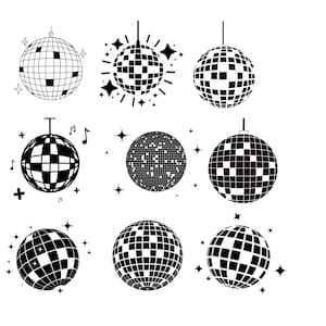 File PNG SVG con Disco Ball Bundle - Scarica file plotter - file svg png - Disco Ball anni '70 - File plotter