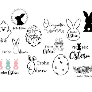 Pacchetto pasquale con detti tedeschi - download file SVG - plotter - plotter - Cricut - Uovo di Pasqua Coniglietto di Pasqua Pasqua