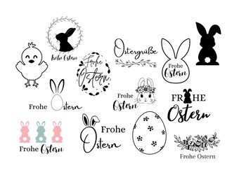 Påskpaket med tyska talesätt - SVG nedladdningsfil - plotter - plotting - Cricut - Påskägg Påskhare Påsk