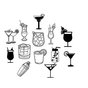 Pacchetto cocktail - Celebrazione della festa delle bevande - File di download SVG - File plotter - Plotter Cricut