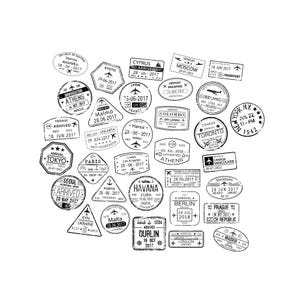 Timbre de voyage (fichier PNG SVG) - Télécharger le fichier Plotter - Cachet de la poste, passeport, visa, aéroport, tourisme