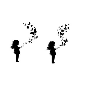 Bambina con fascio di farfalle PNG SVG file - Scarica file plotter - File plotter - Bambina circondata da farfalle