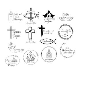 Konfirmation Bundle PNG SVG Datei - Download Plotterdatei - Plotter File - Kirche Fisch Bibel Kreuz Christlich Cricut Deutsche Bibel Sprüche