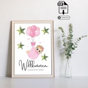 Geldgeschenk Geburt - Babyparty Mädchen Girl Baby - Geschenkidee zur Geburt - Geldgeschenk zum Selberdrucken als PDF - Last Minute Geschenk