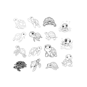 Pacchetto Tartaruga - Scarica File SVG - File Plotter - Plotter Cricut - Animale Marino Oceano - File Plotter