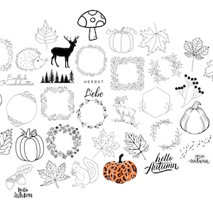 Pacchetto autunnale - Zucca, alce, fungo, foglie - SVG - Scarica file SVG - File plotter - File plotter Autunno