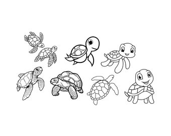 Turtle Bundle - SVG Download File - Plotter File - Plotter Cricut - Sea Ocean Animal - Plotter File