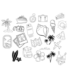 Paquete de vacaciones de verano Archivo PNG SVG - Descargar archivo de trazador - Archivo de trazador - Concha Palmera Playa Sol