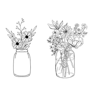 花瓶/ガラスの花束 PNG SVG ファイル - プロッターファイルのダウンロード - svg png ファイル - ガラスの花瓶のギフトアイデア - 春