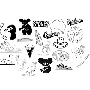 Fichier PNG SVG Australie - Télécharger le fichier Plotter - fichier svg png - Australie Koala Planche de surf Opéra de Sydney Autruche Kangourou