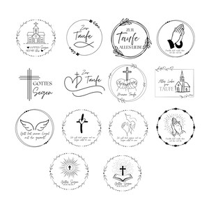Pacchetto battesimo File PNG SVG - Scarica file plotter - Chiesa Pesce Bibbia Croce Cristiana - Cricut - Versetti della Bibbia in tedesco