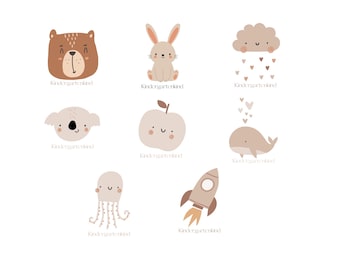 Kindergarten child bundle PNG SVG file - Download plotter file - Kindergarten Preschool Boho Style Animals