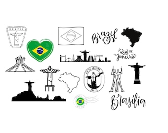 Brazil Brazil Bundle PNG SVG file - download plotter file - svg png - Cristo Redentor Christ the Redeemer Cathedral Brasilia Copacabana