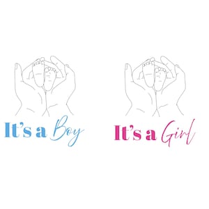 Paquete de imágenes PNG SVG de "Es una niña" y "Es un niño" - Descargar archivo de trazador - Archivo de trazador - "Es un niño, es una niña" - Baby Shower de amor familiar