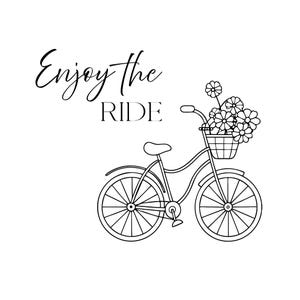 ライドを楽しむ PNG SVG ファイル - プロッター ファイルをダウンロード - プロッター ファイル - 花付き自転車 花付き自転車
