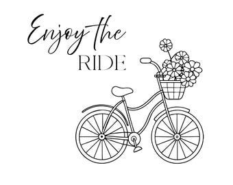 Aproveite o passeio! Arquivo PNG/SVG - Baixe o arquivo para plotter - Bicicleta com flores