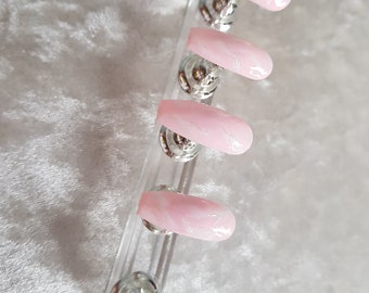 Pink and white marble nails