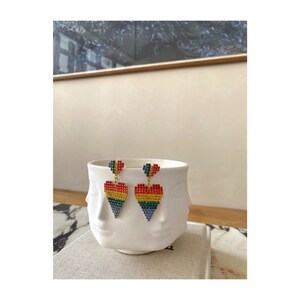 Rainbow Pride Double Heart Drop Earrings