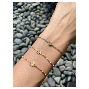 Hamsa Cactus Evil Eye Gold Bracelets