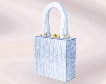 Monat Mai Blau Top Griff Lucite Handtasche