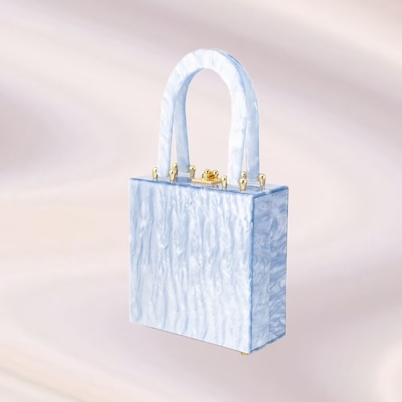 Month of May Blue Top Handle Lucite Handbag