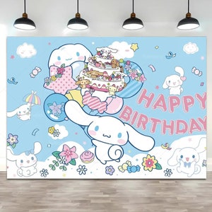 Toile de fond joyeux anniversaire Cinnamoroll 180 x 120 cm