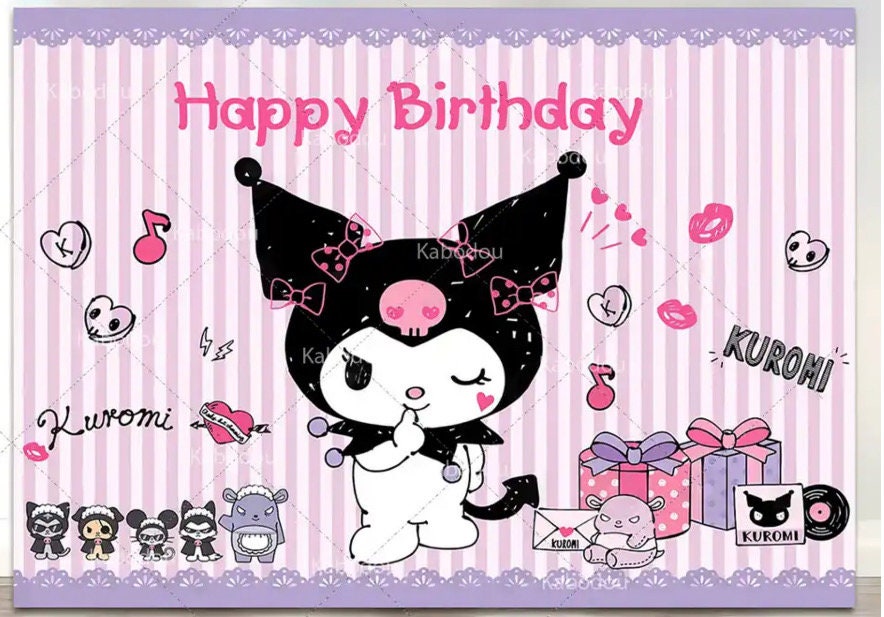 180x120cm Kuromi Happy Birthday Backdrop - Etsy