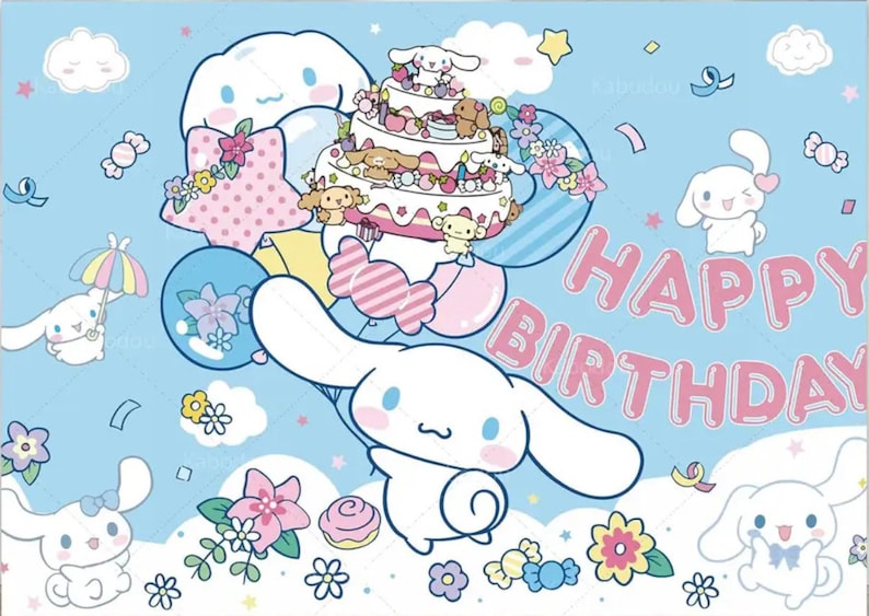 180x120cm Cinnamoroll Happy Birthday Backdrop - Etsy