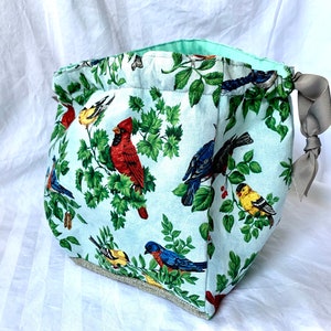 Project Bag   Knitting Crochet Medium birds perfect for socks or shawl