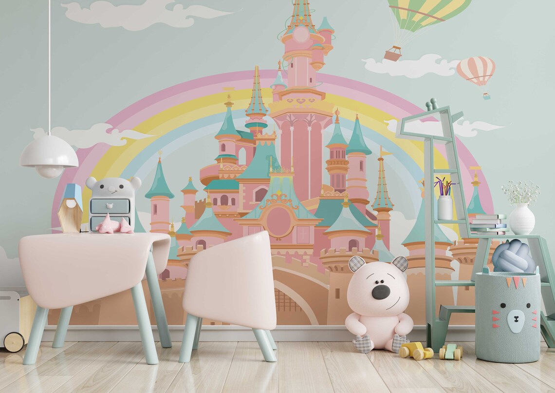 Pink Castle Wallpaper / Self Adhesive Peel and Stick / Textile Etsy UK