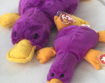 RARE ORIGINAL Patti the platypus with beanie buddy (magenta) both in mint condition