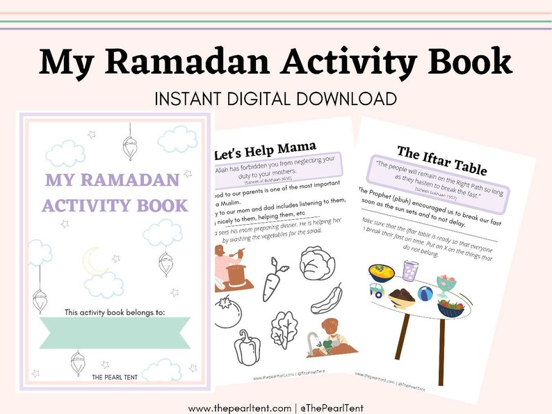 RAMADAN ACTIVITY BOOK  Ages 3-6  33 pages  Bonus: My image 1