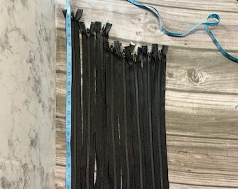 Black YKK Nylon Zipper: Closed End, 20-27 Inch